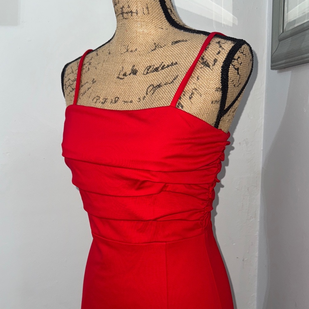 White Birch Bold Red Ruched Mini Dress - Picture 2 of 10